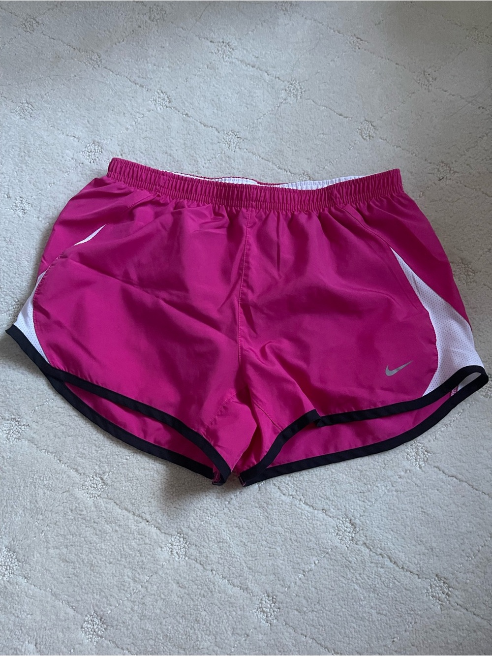 Nike Women’s Hot Pink Athletic Running Shorts with White Panels